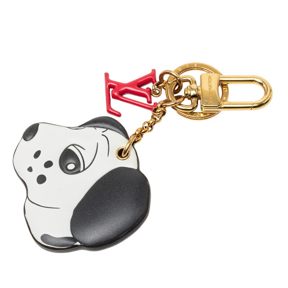 Louis Vuitton Animogram Dog Dalmatian Keychain Charm M01967 White Black Leath...